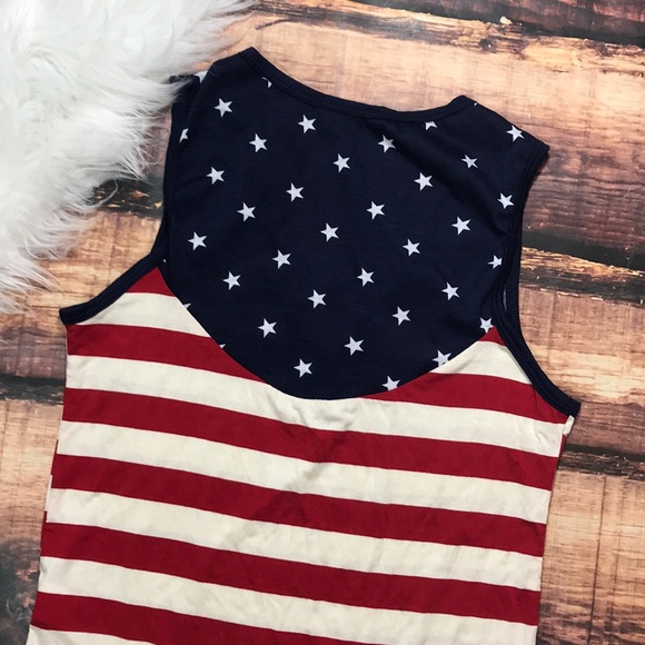<<American Flag Cross Cross Strappy Front Bodysuit - Picture 6 of 6
